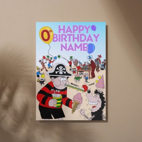 Personalised birthday card template with 'Happy Birthday' text and space for a name, ideal for custom celebrations.