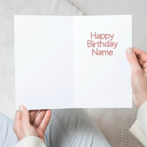 Free shipping offer for personalised birthday cards featuring bold 'Happy Xth Birthday' text with space for name, designed by Paul.