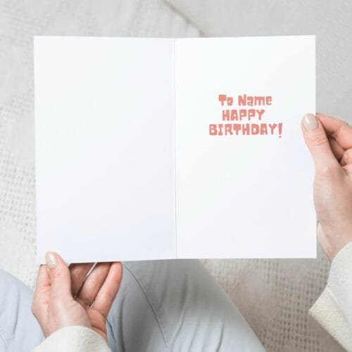 Free shipping offer for Minnie the Minx birthday cards featuring 'Have a MINX of a Birthday!' message with space for personalisation, designed by Paul.