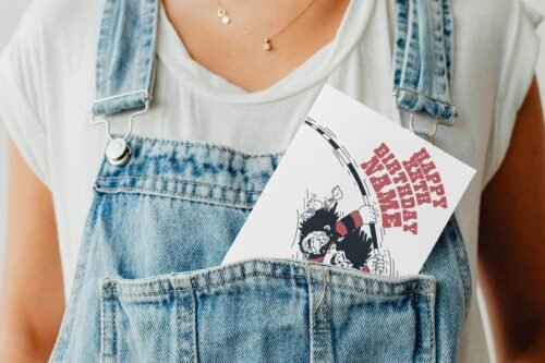 KA-POW! Personalise this Dennis & Gnasher Pole-vault Birthday card with names/ages for explosive Beano fun. Premium quality, ships fast – chaos guaranteed!