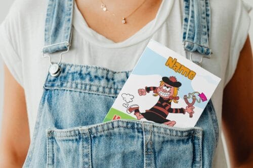 Free shipping offer for Minnie the Minx birthday cards featuring 'Have a MINX of a Birthday!' message with space for personalisation, designed by Paul.