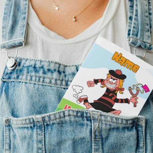 Free shipping offer for Minnie the Minx birthday cards featuring 'Have a MINX of a Birthday!' message with space for personalisation, designed by Paul.