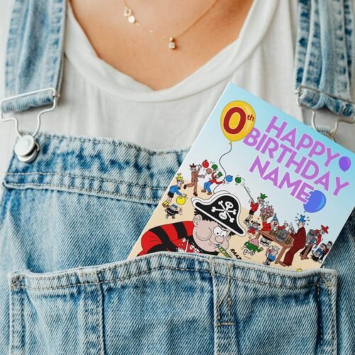 Personalised birthday card template with 'Happy Birthday' text and space for a name, ideal for custom celebrations.