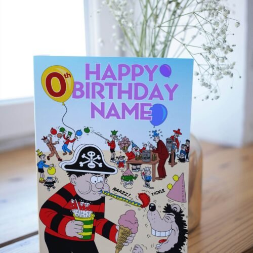 Personalised birthday card template with 'Happy Birthday' text and space for a name, ideal for custom celebrations.