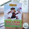 Free shipping offer for Minnie the Minx birthday cards featuring 'Have a MINX of a Birthday!' message with space for personalisation, designed by Paul.