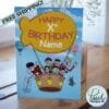 Free shipping offer for personalised birthday cards featuring bold 'Happy Xth Birthday' text with space for name, designed by Paul.