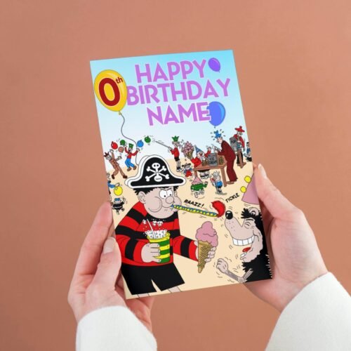 Personalised birthday card template with 'Happy Birthday' text and space for a name, ideal for custom celebrations.