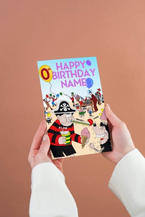 Personalised birthday card template with 'Happy Birthday' text and space for a name, ideal for custom celebrations.