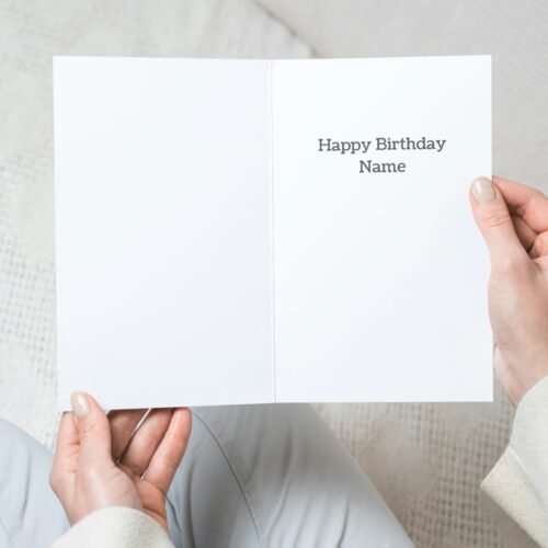 Humorous birthday card featuring UK comedy character Count Arthur Strong, with text: ‘Happy Birthday Name Printed on 350gsm matt card, with options to personalise name.