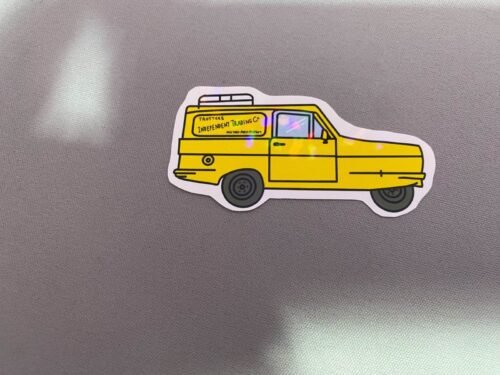 A vintage-inspired sticker design featuring Only Fools and Horses references: the Nags Head pub sign, 'CUSHTY' slogan, 'MANDELA' nod, and bold 'ONLY FOOLS HORSES' text in retro typography.