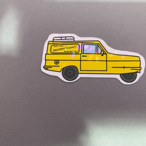 A vintage-inspired sticker design featuring Only Fools and Horses references: the Nags Head pub sign, 'CUSHTY' slogan, 'MANDELA' nod, and bold 'ONLY FOOLS HORSES' text in retro typography.