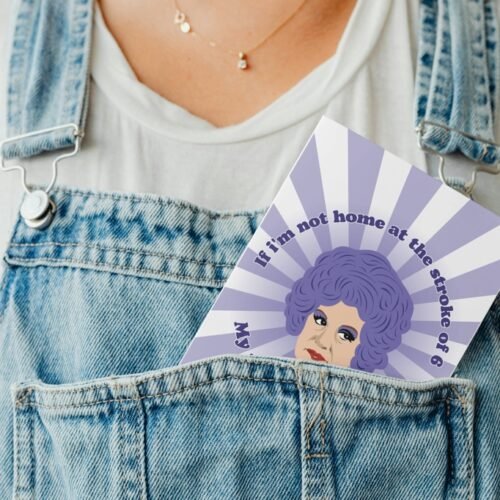 Humorous greeting card peeking from denim pocket, styled for product display