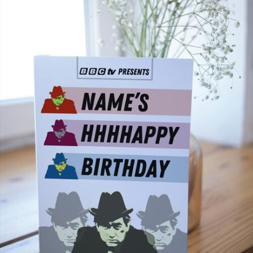 Vintage Tony Hancock birthday card resting on a desk, ideal for nostalgic fans