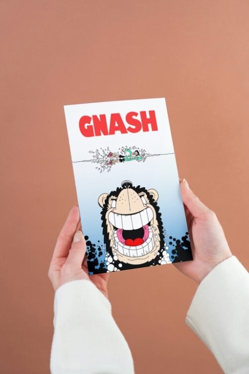 Close-up of high-quality comic card printed on 350gsm stock