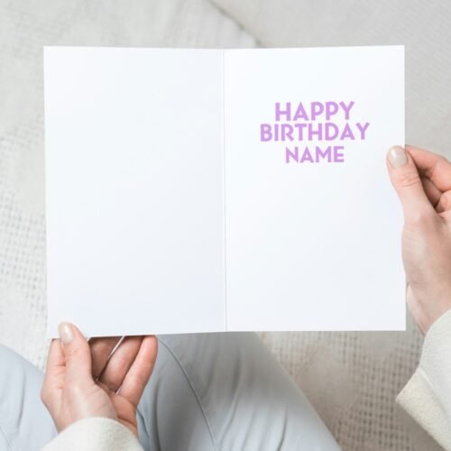 Close-up of card featuring Alan Partridge and customisable name on the front